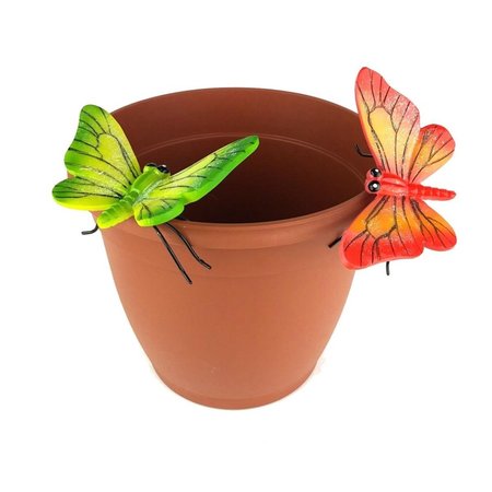 MARCO FRIO Butterfly Flower Pot Sitter Hanger, Orange & Green - 2 Piece MA2527891